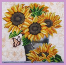 Bead embroidery kit Country Sunflowers hand embroidery needlework kit