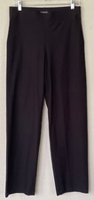 EILEEN FISHER Pants Washable Stretch Crepe Straight Leg Pull On Black USA 78121
