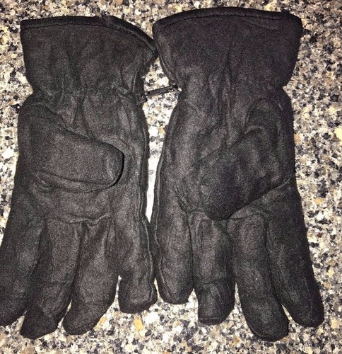 GUANTI INVERNALI uomo donna tinta unita neri NUOVI SENZA ETICHETTE PILE taglia unica FLAG RICAMATI - Foto 2 di 2