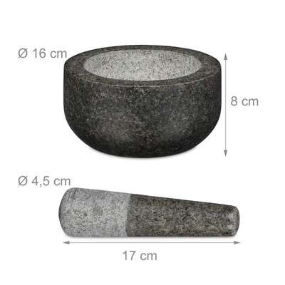 Relaxdays Granit Mörser mit Stößel 16 cm - Grau (10029956) online 