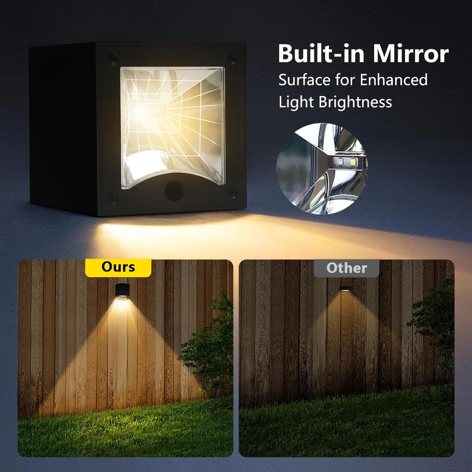 Luces de Pared Solares Exterior, Luz de Valla Solar IP65 Impermeable LED Downlights con Foto 3 de 4