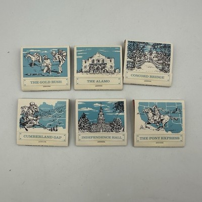 Vintage Matchbook Lot 6 Historic America Gold Rush Alamo Pony Express USA