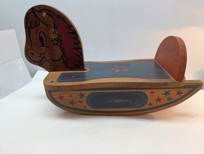 Vintage Chadwick Miller Inc Wooden Rocking Horse Collectible Toy 17 x 10 Inch