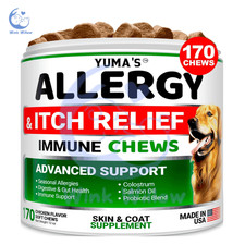 YUMA'S Dog Allergy Relief Chews Itchy Skin Hot Spots Omega 3 Fish Oil 170 Ct