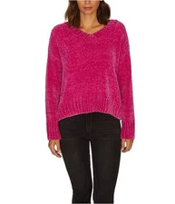 Sanctuary Clothing Womens Chenille Pullover Sweater, darkpink, S