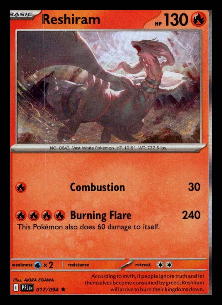 Reshiram Holo Rare ME02: Phantasmal Flames 017/094 LP