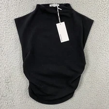 Reformation Lindy Ruched Knit Top size XS Stretch Cotton Jersey Black