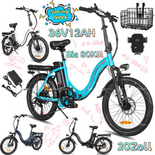 20 Zoll Elektrofahrrad 36V 12Ah Klapprad E-City Bike +Korb Bis 80KM Damen Herren