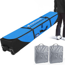 Padded Rolling Ski Bag with Wheels, Fits Skis up to 190cm, Water Resistant
