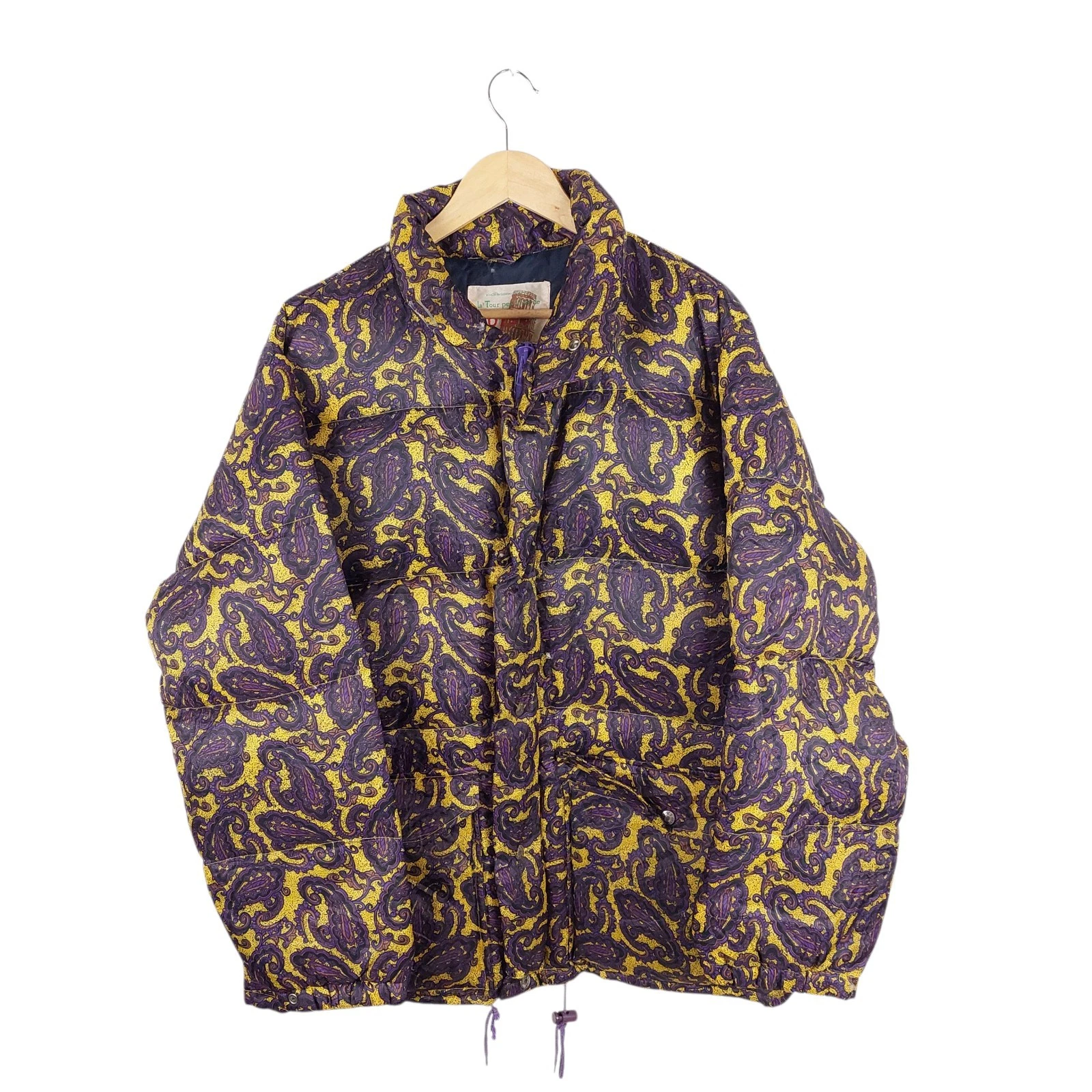 Vintage Gold And Purple Paisley Pattern Down Puffer Jacket Size Large with FLAWS
Opens in a new wind
