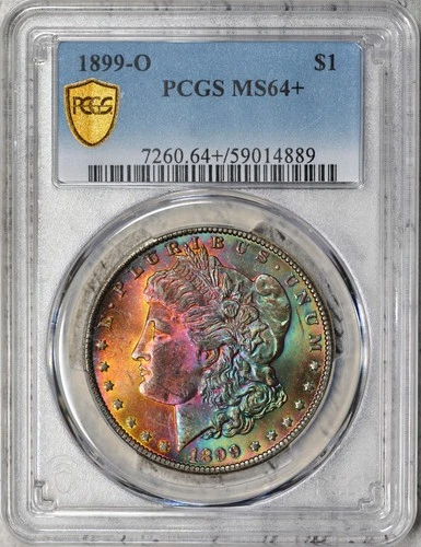 1889-O Morgan Dollar PCGS MS64+ Crazy Color Toned! #3EES