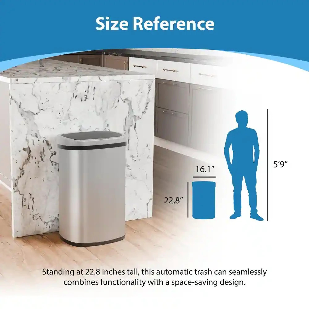 Motion Sensor 13 Gallon 50 Liter Odorless Slim Trash Can by Furniture of America