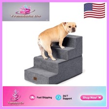 Luxury 18" Pet Steps with Washable Cover - Ideal for Small Dogs  Cats, Grey