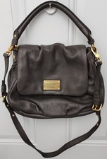 Marc By Marc Jacobs Dark Grey Pebbled Leather Flap Closure Crossbody ShoulderBag
