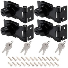 4 Pcs Keyed Hasp Locks 2.5 Inch Twist Knob Keyed Locking Hasp, Metal Safety H...
