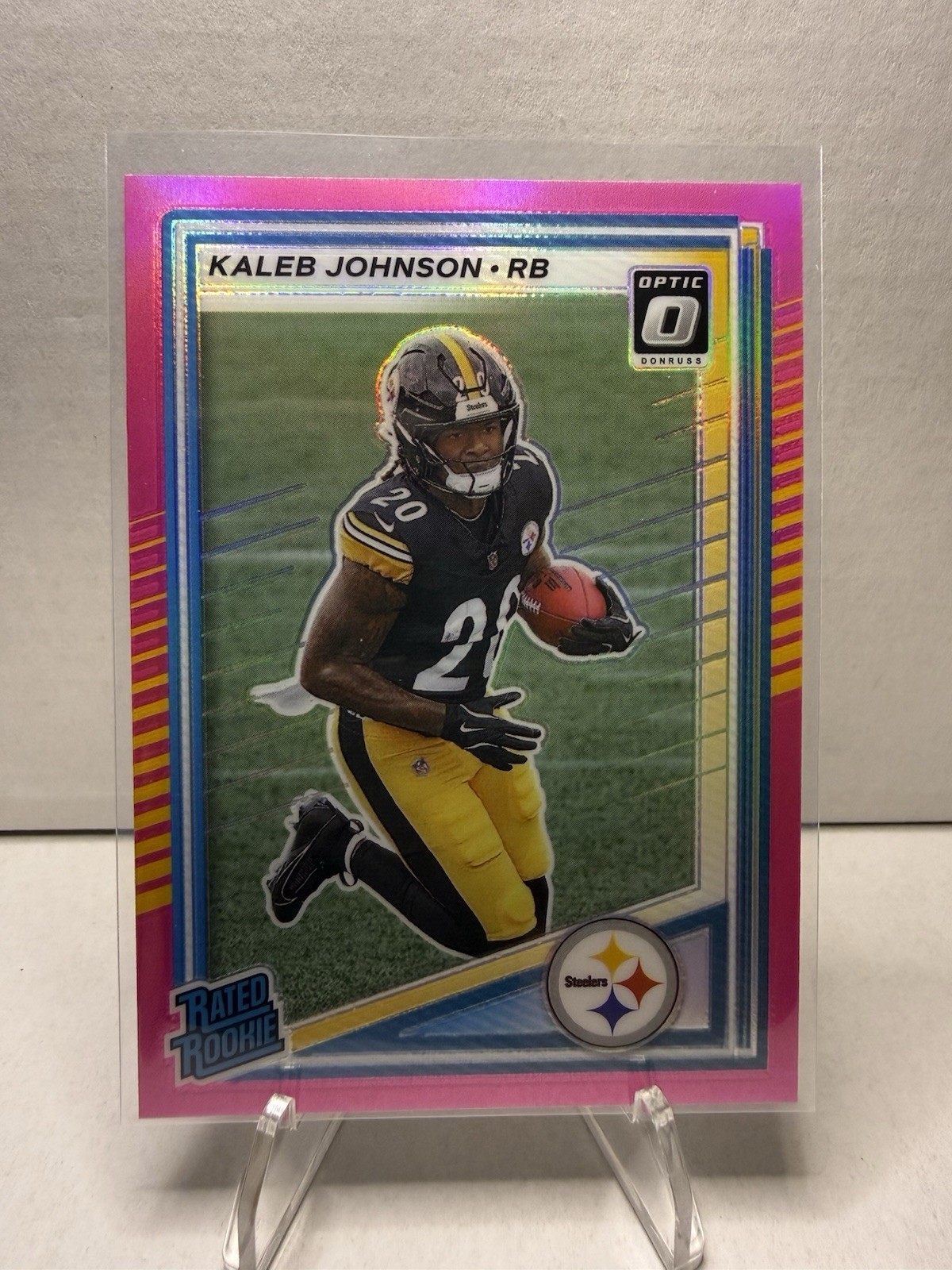 2025 Donruss #322 Kaleb Johnson Optic Rated Rookies Preview Pink