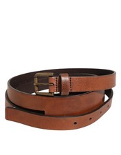 Dolce & Gabbana Brown Double Strap Leather Gold Buckle Men's Belt Authentic