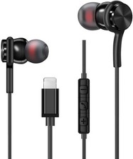 Wired Earphones in Ear Headphones Earbuds for iPhone 13 12/12 1 pack-black