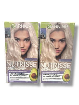 2 Garnier Nutrisse Ultra Color Bleach Kit PL2 Ultra Light Platinum New & Sealed 