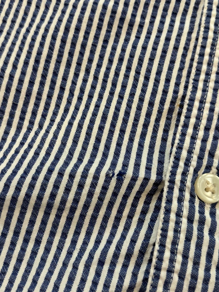 CHAPS Seersucker Shirt Mens XL Blue White Button Short Sleeve Textured - Image 2 of 4