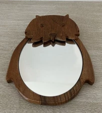 Urban Outfitters Owl Shaped Hanging Wooden Mirror 8.5” Tall