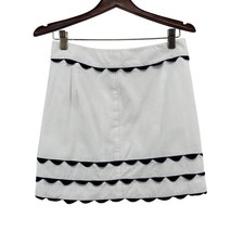 Vineyard Vines Womens White Navy Scalloped Trim A-Line Skirt Size 4