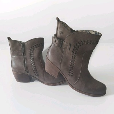 Roxy Tawny Ankle Booties Women s 8.5 Western Buckle Block Heel Boho Brown 