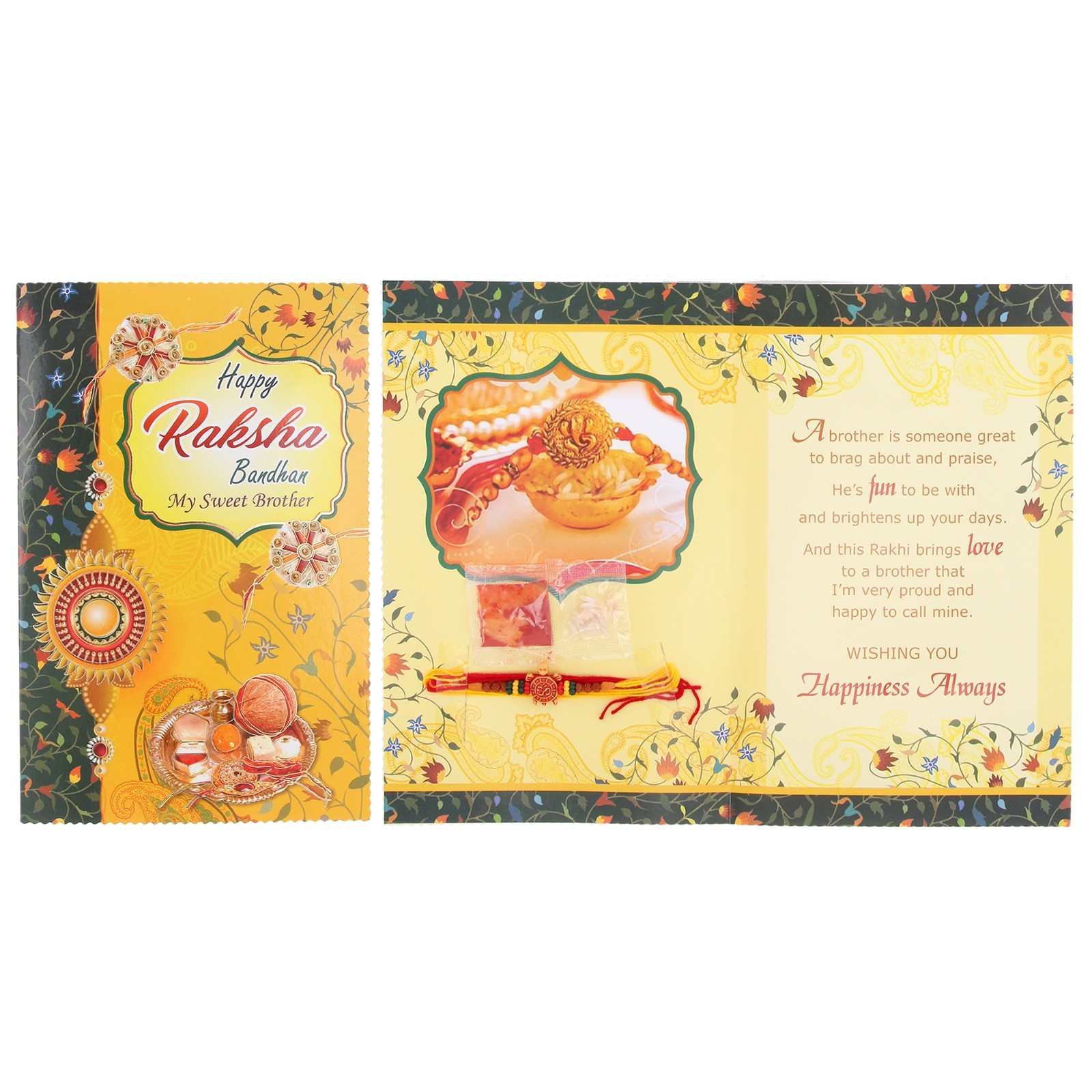 Rakhi Card Raksha Bandhan Greeting Card with Rakhi Thread Brother Hindu Festival — image 3
