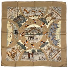 HERMES Carr  90 Tanzanie Tanzania scarf silk gold
