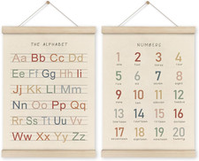 HRQKO Alphabet Numbers Poster Hanger Frame Set of 2, Nursery Wall Decor, ABC Ban