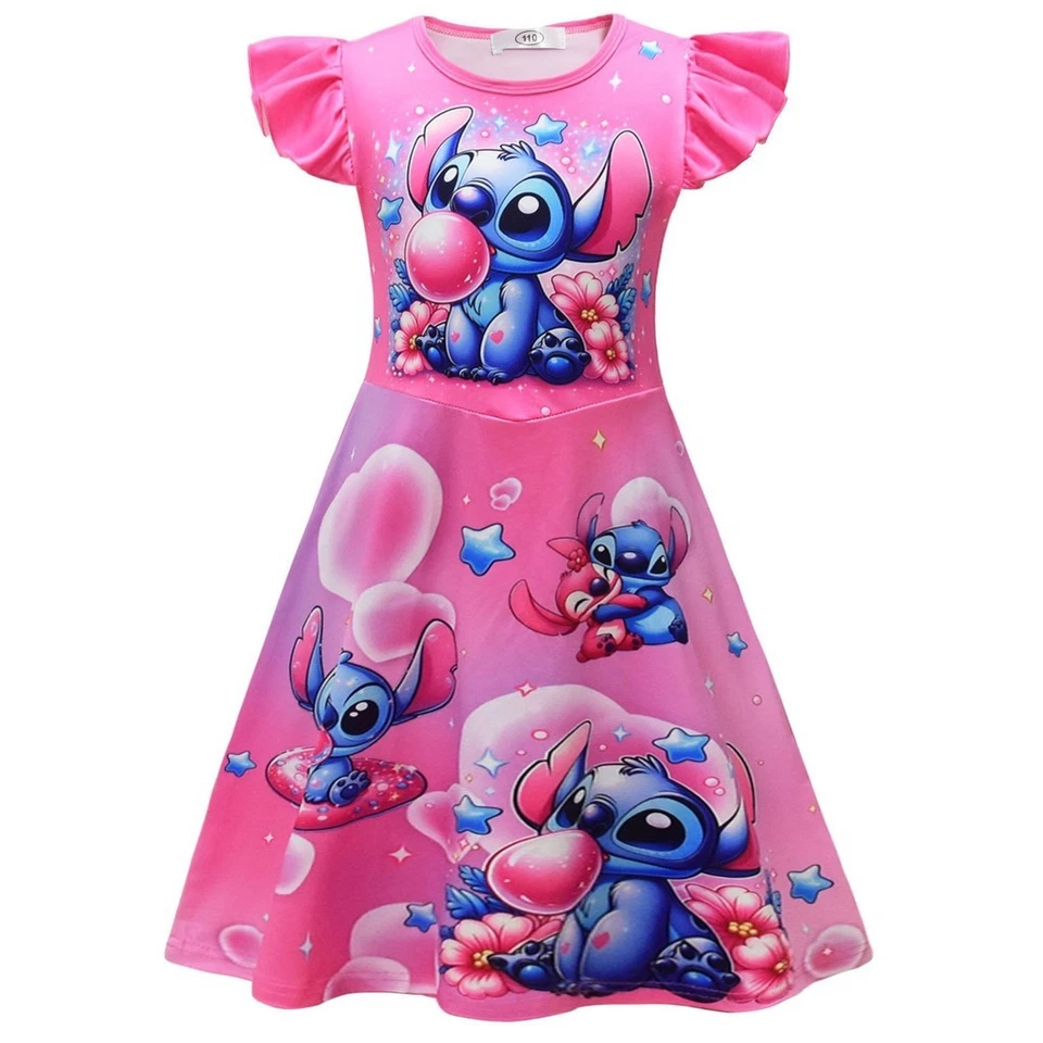 Stitch Girl Princess Pajama Dress With Cotton Blend Fabric For Kids - Image 3 of 4