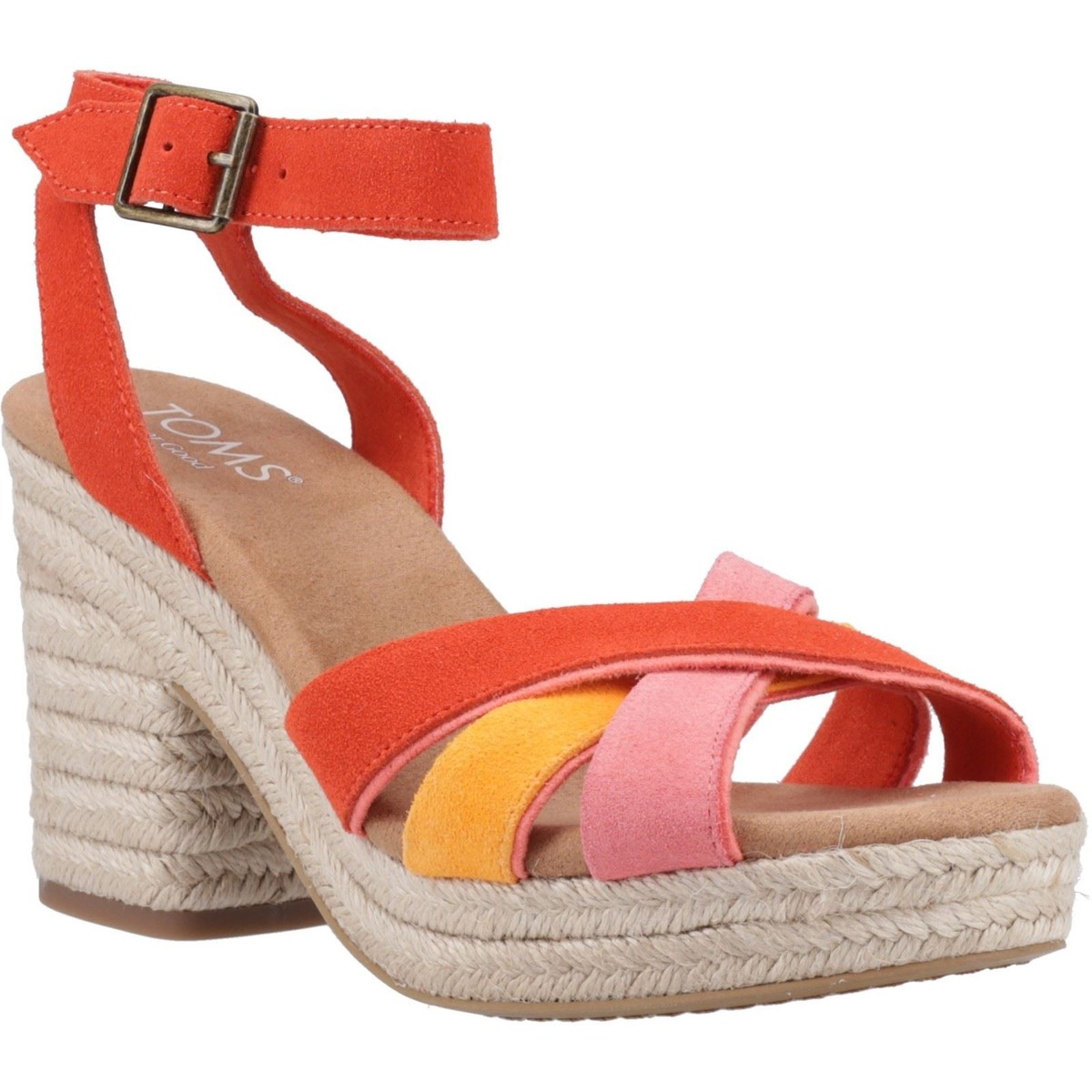 TOMS Majorca Strappy Leather Women's Flame Sandals New | eBay