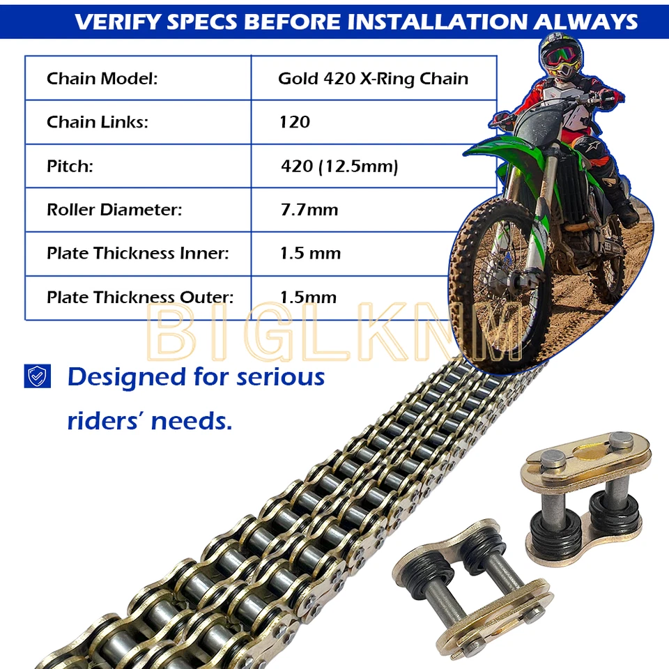 420 X-Ring Chain 120 Links With Connecting Master Link for Yamaha DT50 1988-1990 Foto 3 de 4