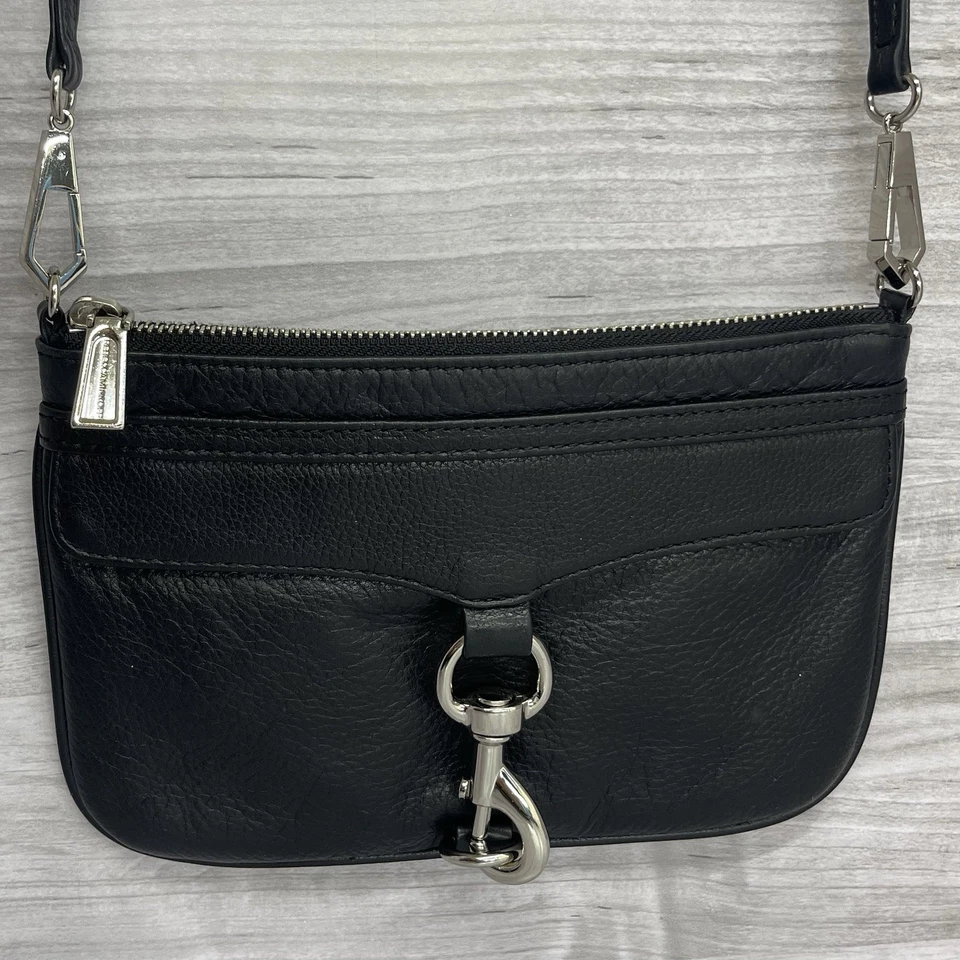 Rebecca Minkoff Pebbled Leather Crossbody Purse Convertible Goth Punk Mini Black - Image 2 of 4