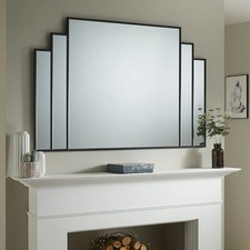 Overmantle Charleston Mirror Handcrafted Art Deco Black Frame H 80cm x L 120cm