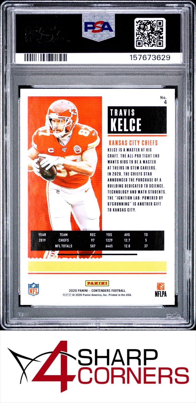 2020 PANINI CONTENDERS #4 TRAVIS KELCE CHIEFS PSA 10 view 2