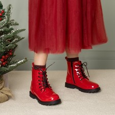 Boys Girls Combat Boots Side Zipper Waterproof Fashion Riding Boot Ankle Boots
