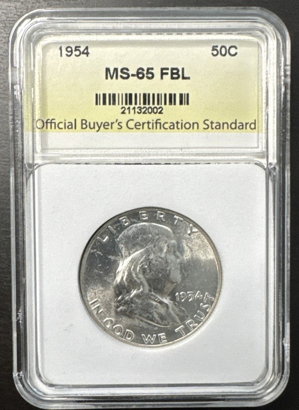 1954  FRANKLIN US Half Dollar,  MS65 , FBL