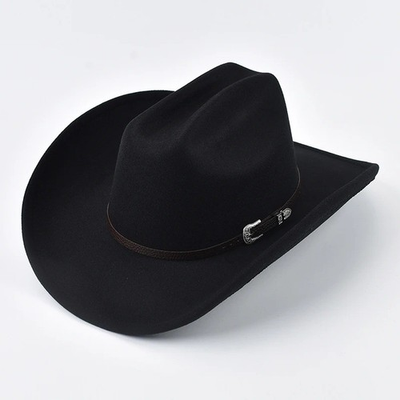 #ad Unisex Western Cowboy Hat Vintage Leather Wide Brim Cowgirl Ranch Fedora Cap Hat $29.99