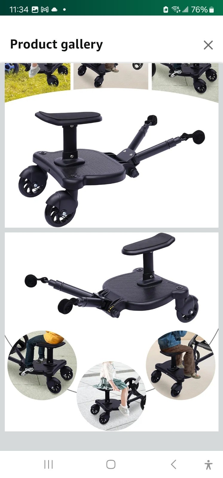 YIYIBYUS Universal Stroller Board with Removable Seat-2-in-1 Sit & Stand 