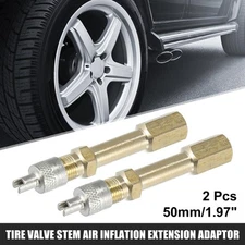 2pcs 50mm Brass Wheel Tire Valve Extender Stem Extension Inflation Stright Pole