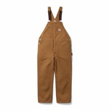 Carhartt Duck Bib Overalls R01 Size 52x32 Brown Canvas Workwear Relaxed Unlined
