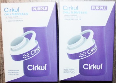 CIRKUL Lot Of 2 Chill Sleeve & Comfort Grip Lid for 22 oz Bottle. Purple Replace
