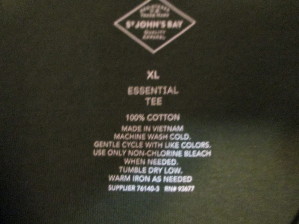 Camiseta para mujer St. John's Bay cuello en V manga 3/4 algodón suave-roble musgo-talla XL Foto 2 de 4