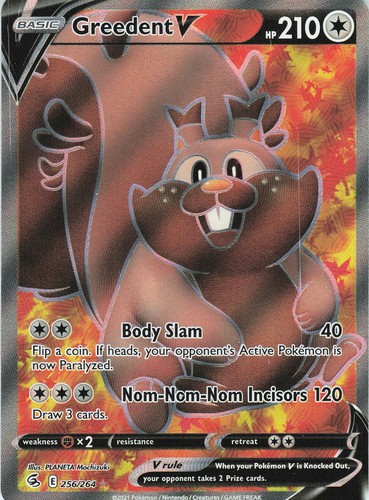 Greedent V 256/264 Ultra Rare Fusion Strike Pokemon Holo Near Mint