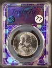 1957-D Franklin Half Dollar PCGS MS64 90% Silver Purple Core Gem Brilliant