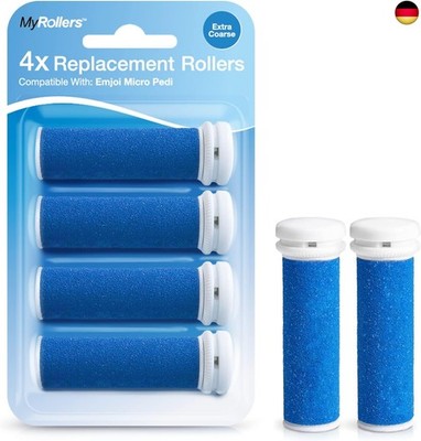 Mineral Ersatzrollen (blau) für Emjoi Micro Pedi im 4er-Pack | Grob