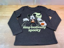 Boy's Disney Mickey Mouse LS Halloween Tee Sz 5 --GLOWS in the Dark