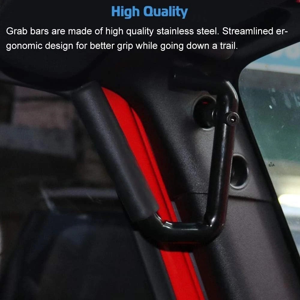Black Front Grab Handles Grip Handle Grab Bars For Jeep Wrangler JK JKU 2007-18 thumbnail 3