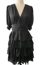 City Chic Black Kailey Dress Size XXS/USA 12 Preppy Holiday Event NWT Sheer